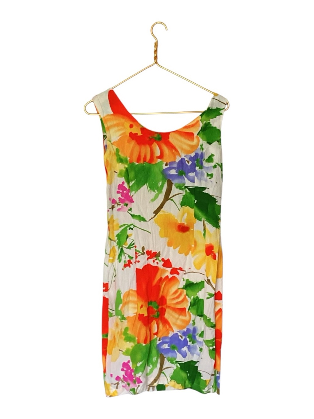 VTG Jams World Colorful Orange Floral Print Tank Colorful Dress M
